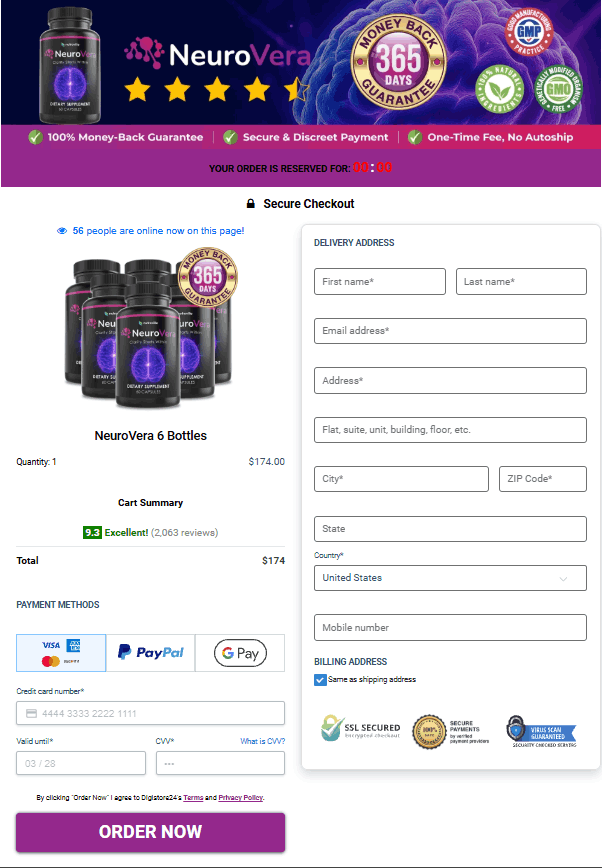 NeuroVera Order Final Checkout Page